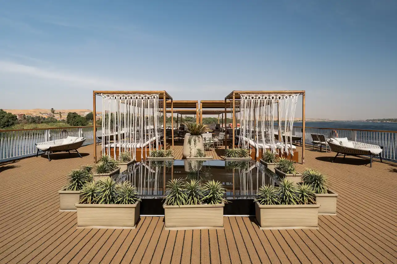 Sun deck of the MS Tamr Henna Nile Cruise Nile cruise